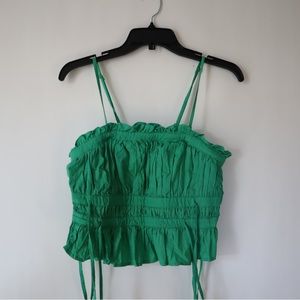FREE PEOPLE Green Ruffle Tank Top